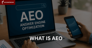 malaysian business owner searching what is aeo on laptop