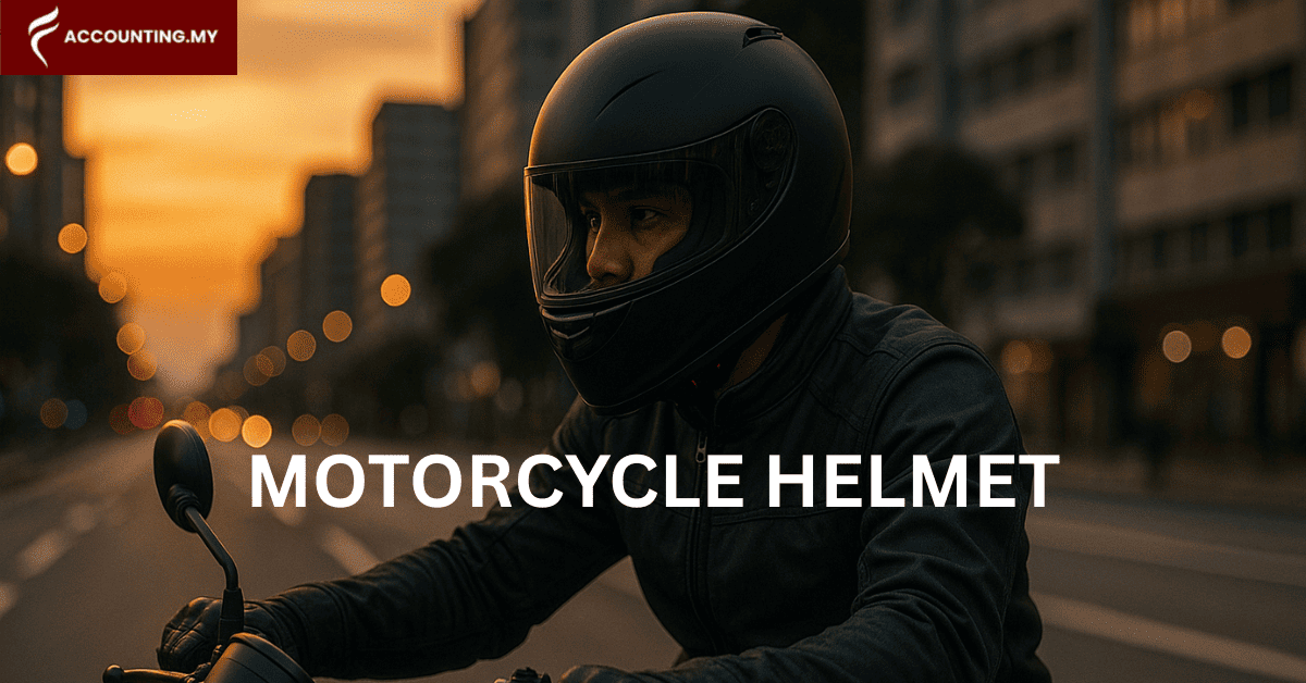 motorcyclist wearing motorcycle helmet approved by jpj and sirim